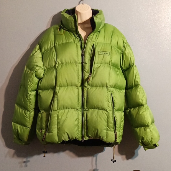 Polo sport Ralph Lauren women's vintage lime green hooded puffer coat size XL - Picture 17 of 17